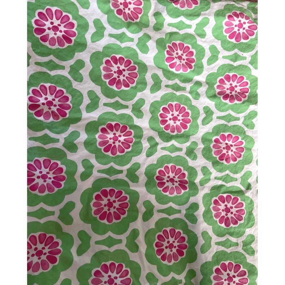 Pottery Barn Kids Duvet Cover Full Queen Green Pink Floral Medallion Cotton Good